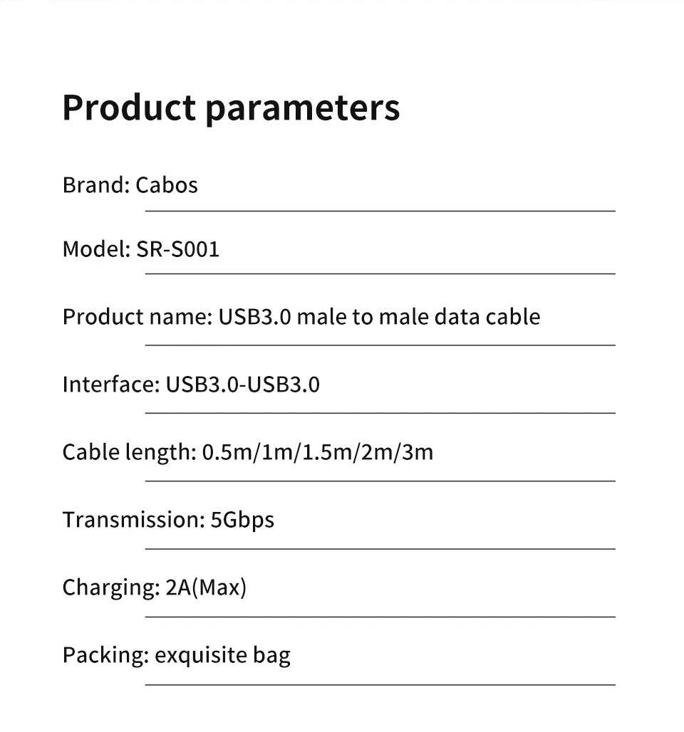 USB 3.0 Male to Male Extension Cable – 5Gbps High-Speed Data Transfer Cord for PC, Laptop, TV, and PS4