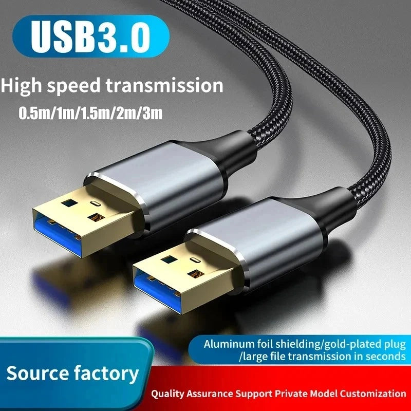 USB 3.0 Male to Male Extension Cable – 5Gbps High-Speed Data Transfer Cord for PC, Laptop, TV, and PS4
