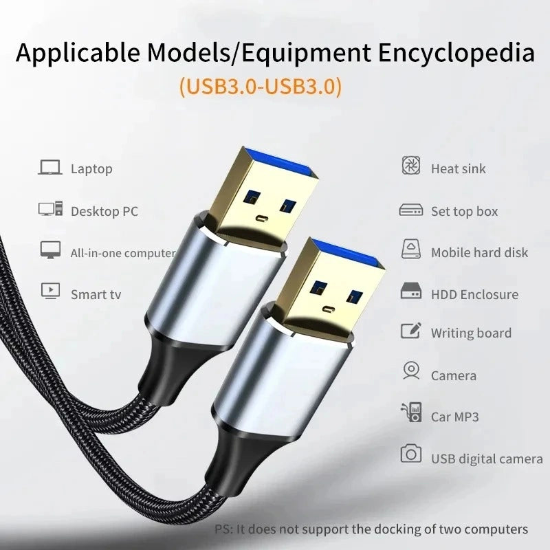 USB 3.0 Male to Male Extension Cable – 5Gbps High-Speed Data Transfer Cord for PC, Laptop, TV, and PS4