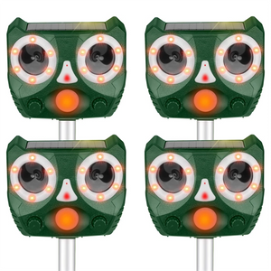 Ultrasonic Animal Repeller Outdoor, Solar Powered Squirrels Repeller Waterproof Deer Repeller for Dog, Cat, Squirrels, Bird, Rabbit, Deer, Raccoon Farm Yard Garden
