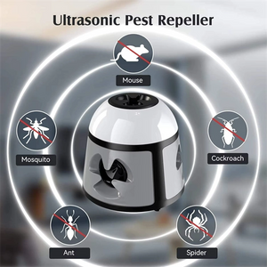 360° Ultrasonic Rodent Repeller – 4-Mode Mouse & Rat Deterrent with Flashing Lights & Alarm, Indoor Pest Control for Mice, Cockroaches, Ants, Spiders