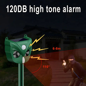 Ultrasonic Solar Yard Animal Repeller with Motion Sensor and Flash Light - For Rodents Squirrel Dogs