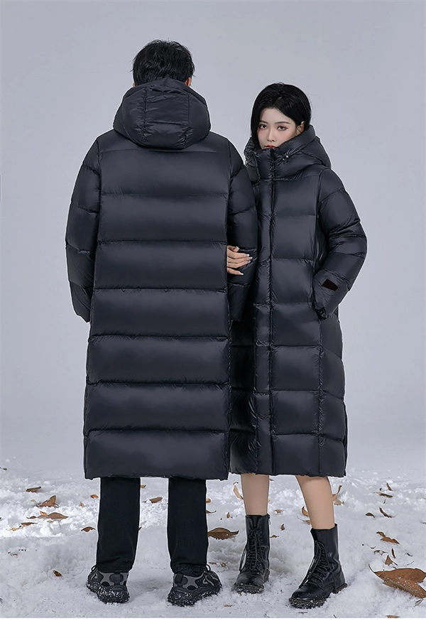 Unisex Long Winter Down Coat – 90% White Goose Down, Hooded, Extra Warm Jacket