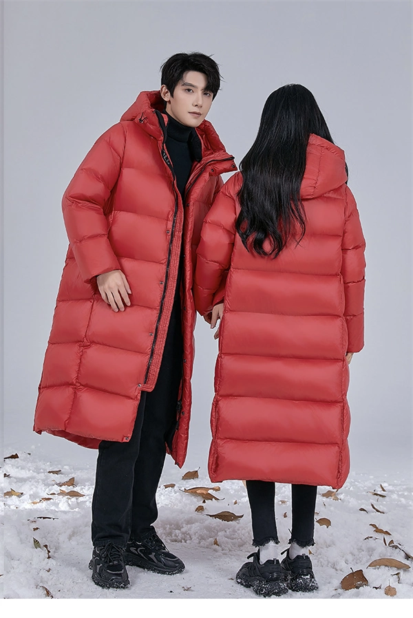 Unisex Long Winter Down Coat – 90% White Goose Down, Hooded, Extra Warm Jacket