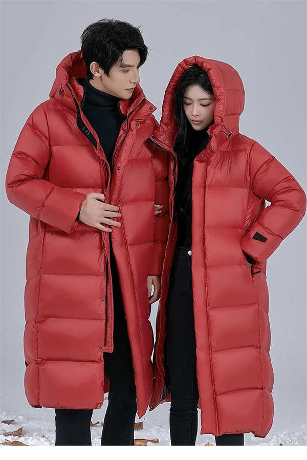 Unisex Long Winter Down Coat – 90% White Goose Down, Hooded, Extra Warm Jacket