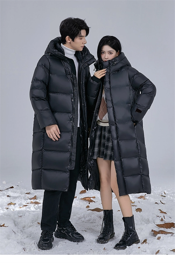 Unisex Long Winter Down Coat – 90% White Goose Down, Hooded, Extra Warm Jacket