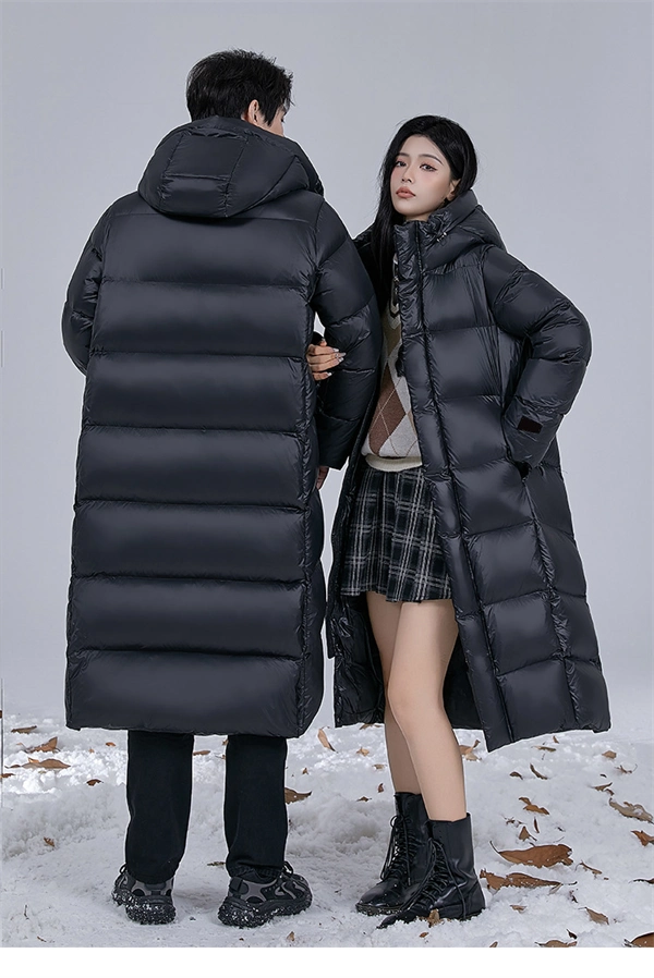 Unisex Long Winter Down Coat – 90% White Goose Down, Hooded, Extra Warm Jacket