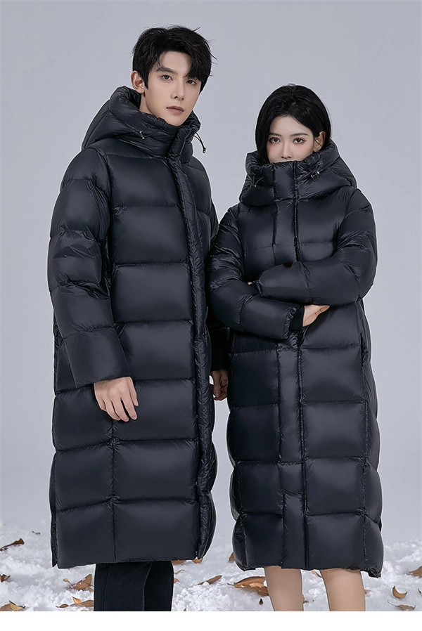 Unisex Long Winter Down Coat – 90% White Goose Down, Hooded, Extra Warm Jacket