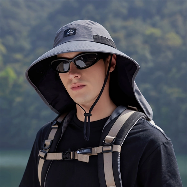 Unisex Quick-Dry Outdoor Hat – Waterproof Breathable with Neck Flap & Mesh Panels