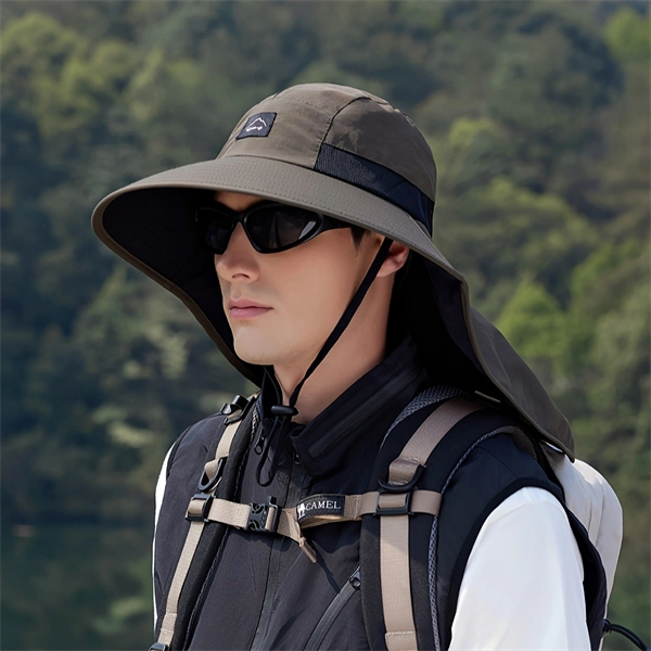 Unisex Quick-Dry Outdoor Hat – Waterproof Breathable with Neck Flap & Mesh Panels
