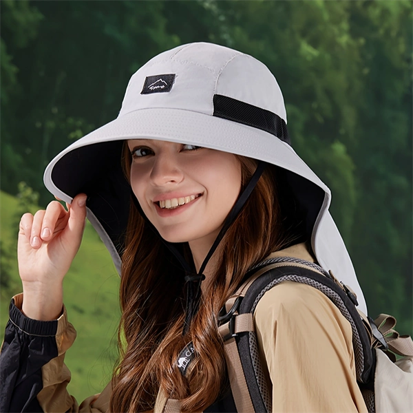 Unisex Quick-Dry Outdoor Hat – Waterproof Breathable with Neck Flap & Mesh Panels