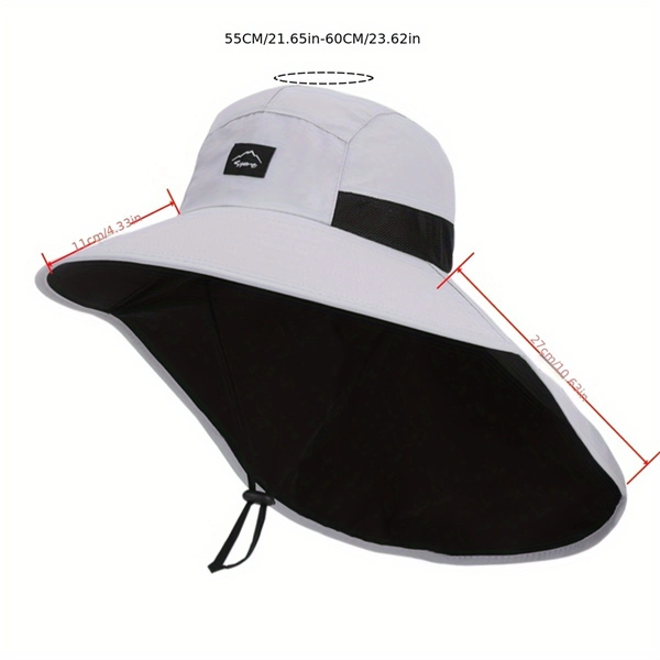 Unisex Quick-Dry Outdoor Hat – Waterproof Breathable with Neck Flap & Mesh Panels