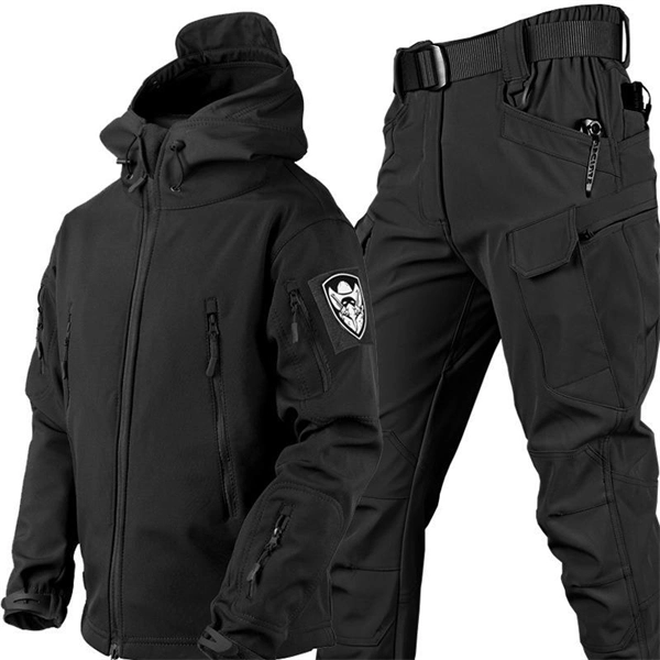 Unisex Winter Outdoor Softshell Set – Plus Size Warm Camo Jacket & Pants for Men & Women