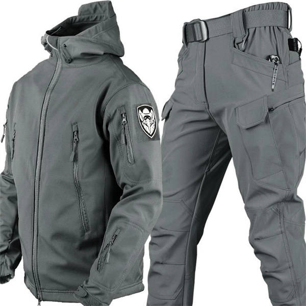 Unisex Winter Outdoor Softshell Set – Plus Size Warm Camo Jacket & Pants for Men & Women