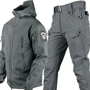 Unisex Winter Outdoor Softshell Set – Plus Size Warm Camo Jacket & Pants for Men & Women