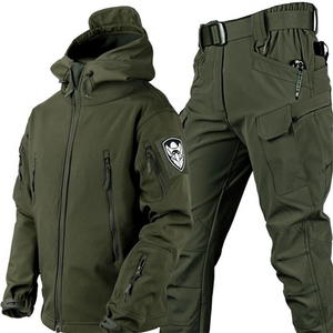 Unisex Winter Outdoor Softshell Set – Plus Size Warm Camo Jacket & Pants for Men & Women