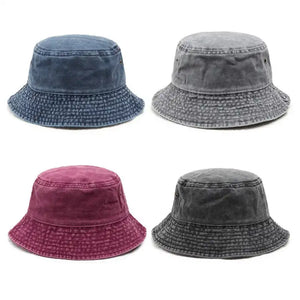 Washed Denim Bucket Hat for Men and Women