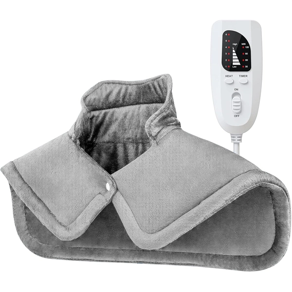 Weighted Heating Pad for Neck and Shoulders – Electric Heat Wrap with 6 Heat Settings & Auto Shut-Off