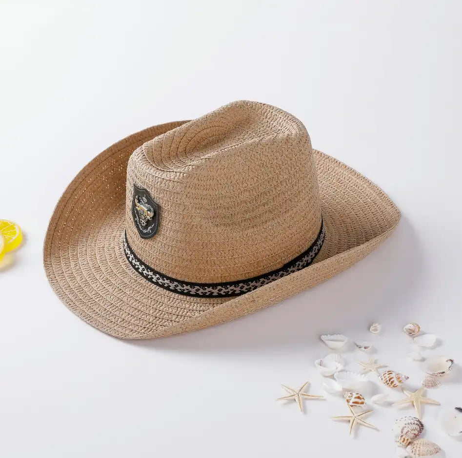 Summer Sun-Protective Beach Straw Cowboy Hat for Adults