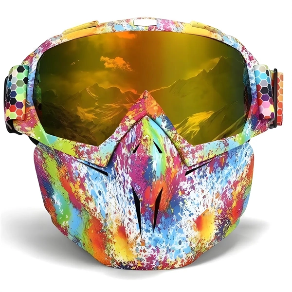 Winter Sports Face Mask with Anti-Fog Goggles - Windproof & UV Protection
