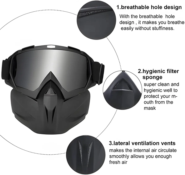 Winter Sports Face Mask with Anti-Fog Goggles - Windproof & UV Protection