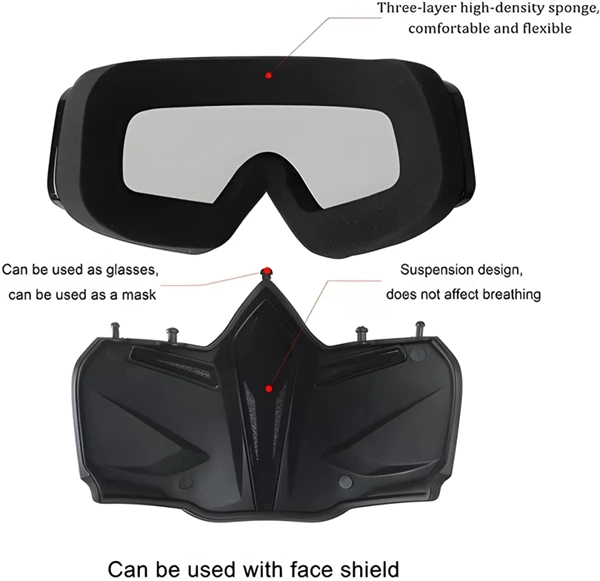 Winter Sports Face Mask with Anti-Fog Goggles - Windproof & UV Protection