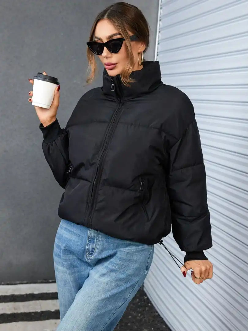 Women's Casual Cropped Warm Puffer Jacket