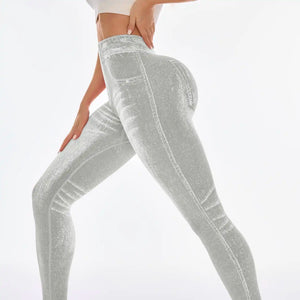 Women's Denim Look V-Back Yoga Leggings