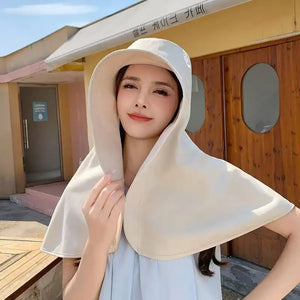 Women's Fashion Wide Brim Sun Hat with UV Protection & Neck Cover for Outdoor, Beach, Summer