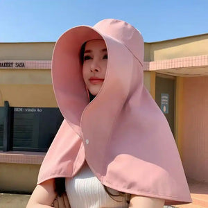 Women's Fashion Wide Brim Sun Hat with UV Protection & Neck Cover for Outdoor, Beach, Summer