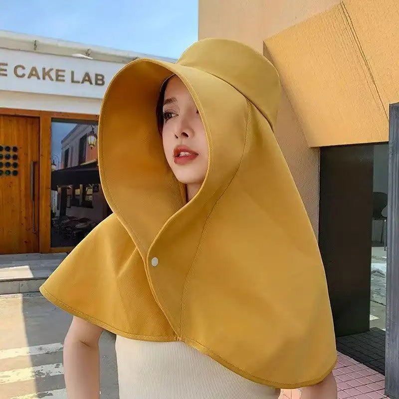 Women's Fashion Wide Brim Sun Hat with UV Protection & Neck Cover for Outdoor, Beach, Summer