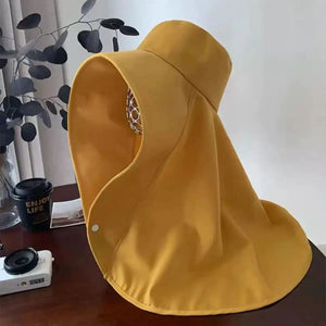 Women's Fashion Wide Brim Sun Hat with UV Protection & Neck Cover for Outdoor, Beach, Summer