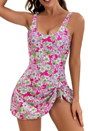 Women's Floral Print Tummy Control One-Piece Swimsuit