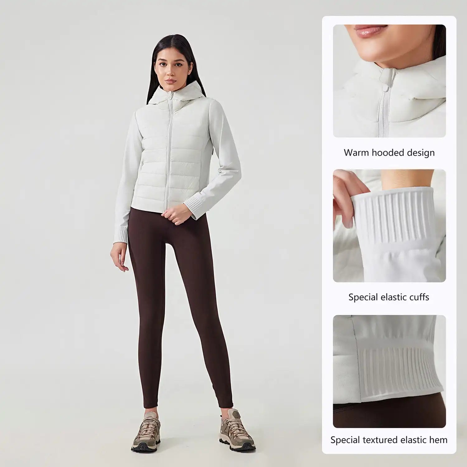 Women's Lightweight Down Jacket, Hooded Short Puffer Coat for Fall Winter Outdoor Sports