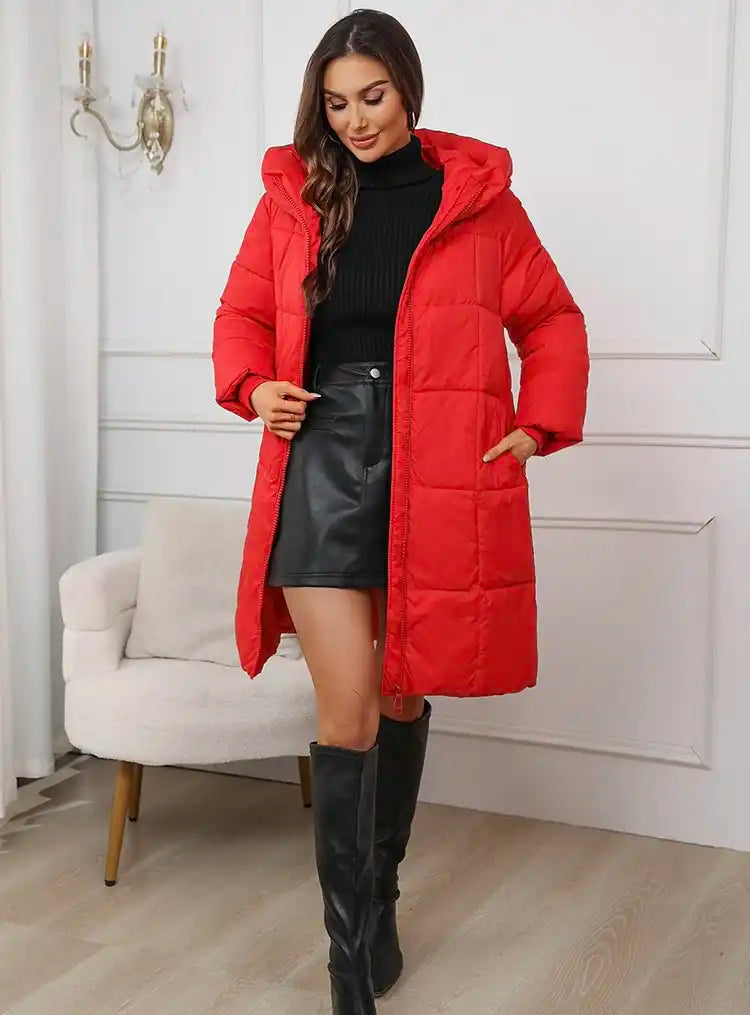 Women's Luxury Thermal Long Puffer Coat with Hood | Winter 2025