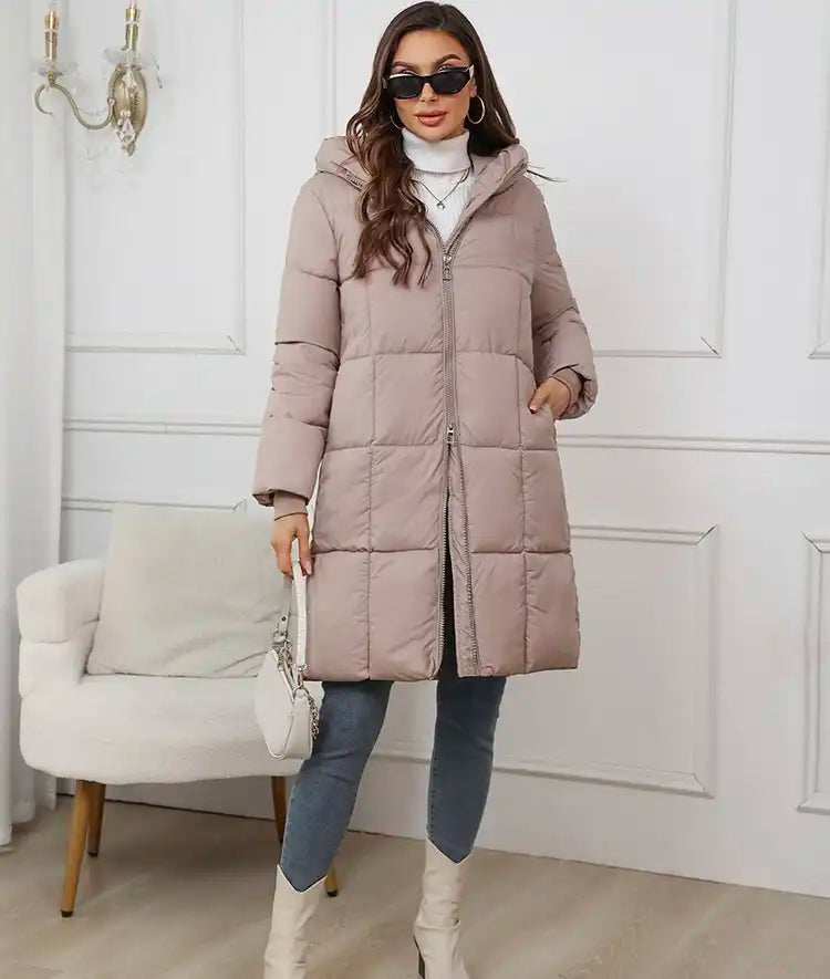 Women's Luxury Thermal Long Puffer Coat with Hood | Winter 2025