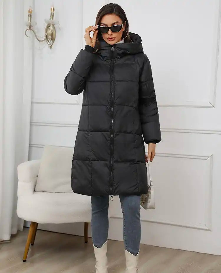 Women's Luxury Thermal Long Puffer Coat with Hood | Winter 2025