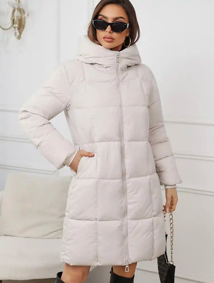Women's Luxury Thermal Long Puffer Coat with Hood | Winter 2025