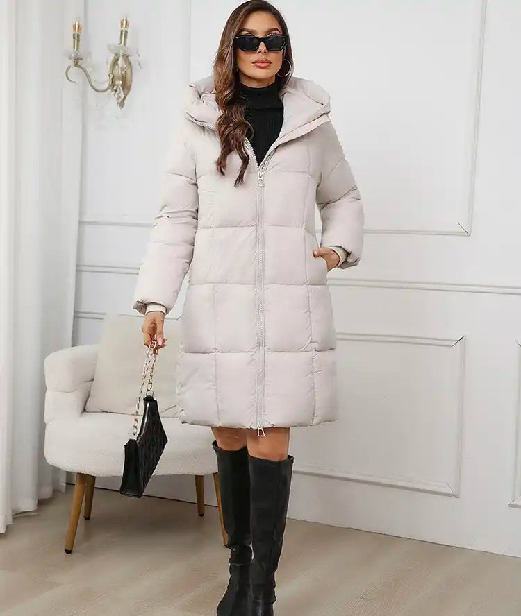 Women's Luxury Thermal Long Puffer Coat with Hood | Winter 2025