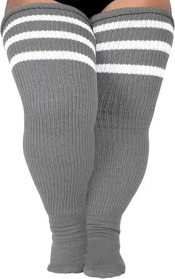 Women's Plus Size Thigh High Socks - Extra Long Wide Fit, Soft Cotton