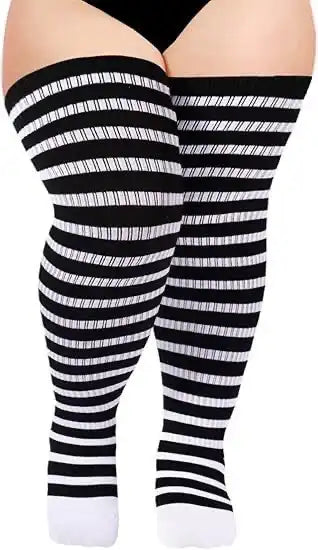 Women's Plus Size Thigh High Socks - Extra Long Wide Fit, Soft Cotton