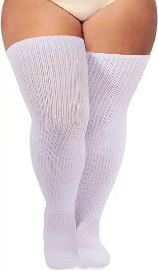 Women's Plus Size Thigh High Socks - Extra Long Wide Fit, Soft Cotton