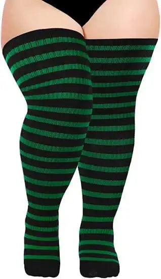 Women's Plus Size Thigh High Socks - Extra Long Wide Fit, Soft Cotton