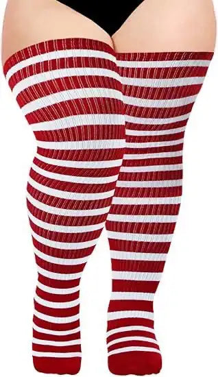 Women's Plus Size Thigh High Socks - Extra Long Wide Fit, Soft Cotton