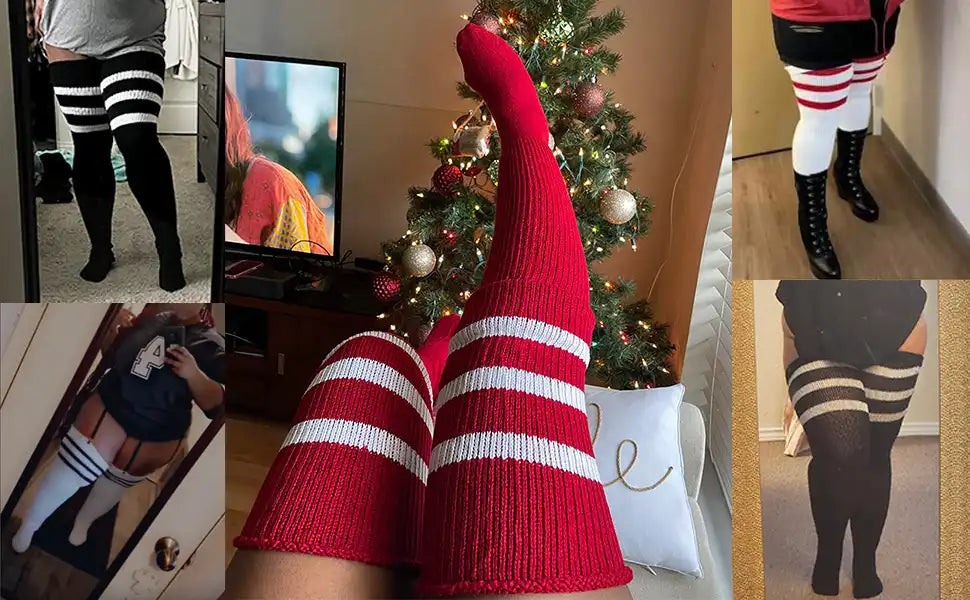 Women's Plus Size Thigh High Socks - Extra Long Wide Fit, Soft Cotton