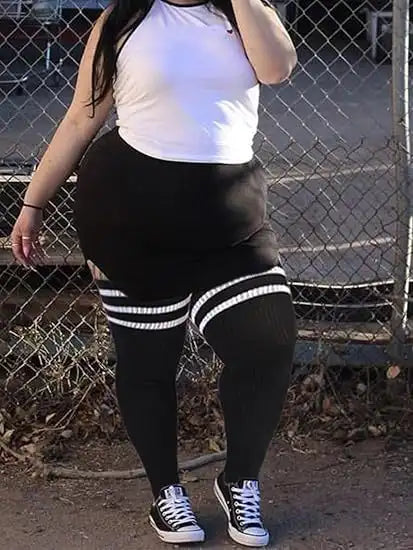 Women's Plus Size Thigh High Socks - Extra Long Wide Fit, Soft Cotton