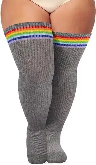 Women's Plus Size Thigh High Socks - Extra Long Wide Fit, Soft Cotton