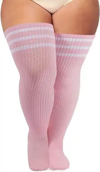 Women's Plus Size Thigh High Socks - Extra Long Wide Fit, Soft Cotton
