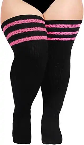 Women's Plus Size Thigh High Socks - Extra Long Wide Fit, Soft Cotton