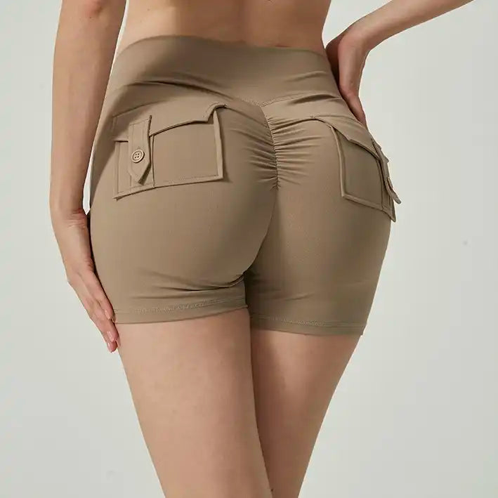 Women’s V-Back Running Shorts – Quick Dry, Butt Lifting Cargo Shorts